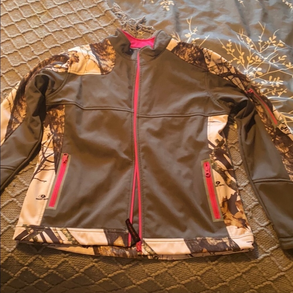 Yukon Gear Dark Gray & Light Pink Camouflage Lined Fleece Jacket Coat